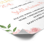 バニーかわいいバルーン1st誕生日タイムカプセルのサイン ポスター (角)