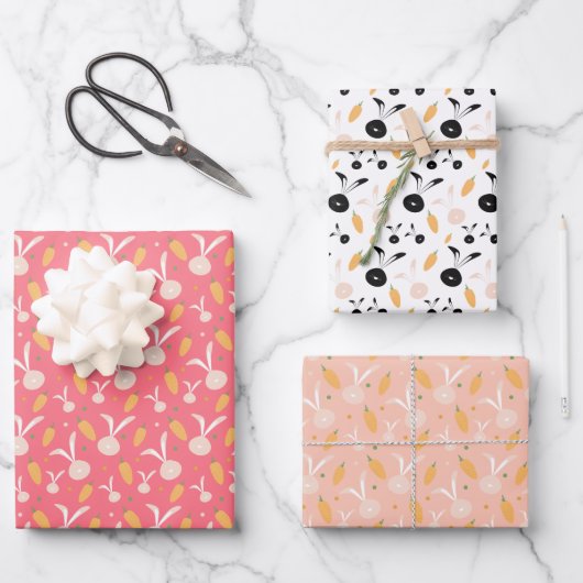 バニーかわいい復活祭のパターン ラッピングペーパーシート (正面)