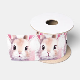 バニーかわいい水の色ピンクの赤ちゃんシャワー サテンリボン