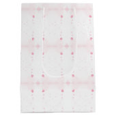 バニーかわいい水の色ピンクの赤ちゃんシャワー ミディアムペーパーバッグ (裏面)