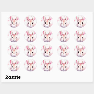 バニーかわいい水の色ピンクの赤ちゃんシャワー ラウンドシール