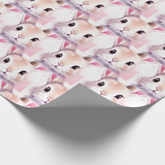 バニーかわいい水の色ピンクの赤ちゃんシャワー ラッピングペーパー (角)