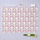 バニーかわいい水の色ピンクの赤ちゃんシャワー 薄葉紙 (クラフト)