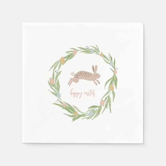 バニーかわいらしウォータカラーハッピーイースターナプキンス スタンダードカクテルナプキン (正面)