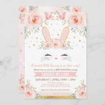 バニーかわいらしガールベイビーシャワー/赤面金ゴールドウサギ