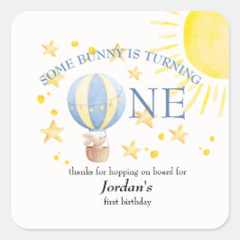 バニーがのまわりにOne The Sun Boys 1st Birthday スクエアシール