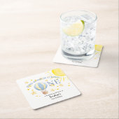 バニーがのまわりにOne The Sun Boys 1st Birthday スクエアペーパーコースター (インサイチュ)