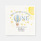 バニーがのまわりにOne The Sun Boys 1st Birthday スタンダードカクテルナプキン (正面)