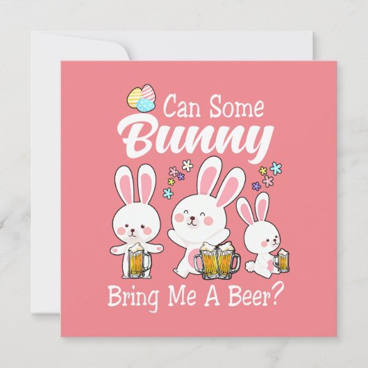 バニーがビールハッピーイースター 招待状 (正面)