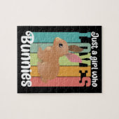 バニーが大好きな女の子かわいいイースターバニー ジグソーパズル (横)