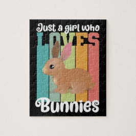 バニーが大好きな女の子かわいいイースターバニー ジグソーパズル