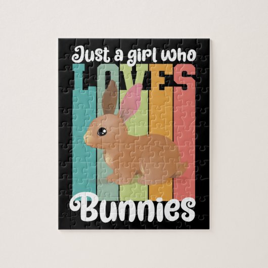 バニーが大好きな女の子かわいいイースターバニー ジグソーパズル (縦)