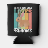 バニーが大好きな女の子かわいいイースターバニー 缶クーラー (正面)