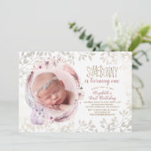 バニーが少女の最初の誕生日写真を撮る 招待状 (スタンド正面)