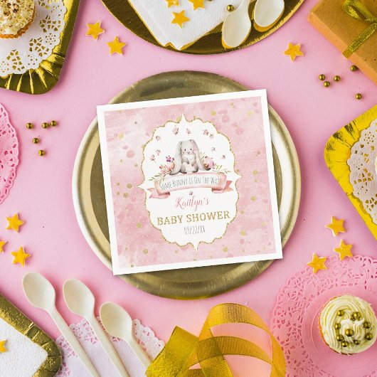 バニーが来たぞ!イースターベイビーシャワー スタンダードカクテルナプキン