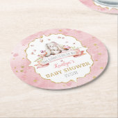 バニーが来たぞ！イースターベイビーシャワー ラウンドペーパーコースター (アングル)