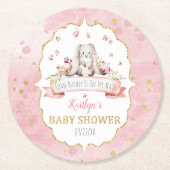 バニーが来たぞ！イースターベイビーシャワー ラウンドペーパーコースター (正面)