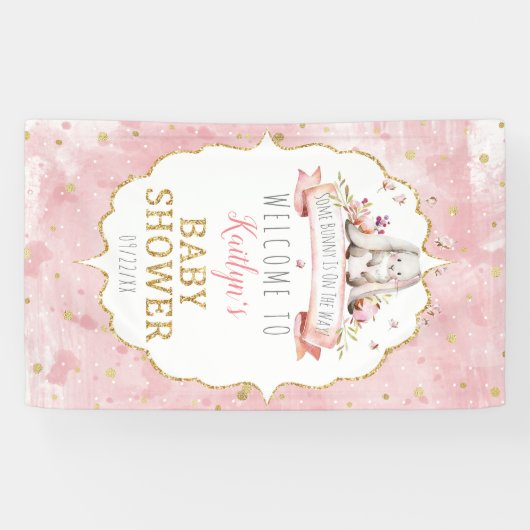 バニーが来たぞ！ベビーシャワーへようこそ 横断幕 (横)