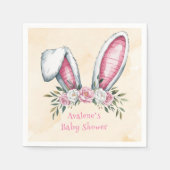 バニーが来たぞ!赤ちゃんシャワー スタンダードカクテルナプキン (正面)