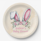 バニーが来たぞ!赤ちゃんシャワー ペーパープレート (正面)
