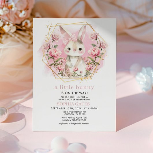 バニーが赤ちゃんシャワーを浴びる途中 招待状