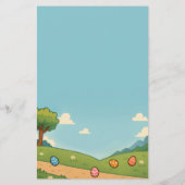 バニーが鶏復活祭デザインから卵を盗むおもしろい 便箋 (裏面)