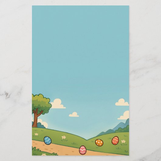 バニーが鶏復活祭デザインから卵を盗むおもしろい 便箋 (裏面)