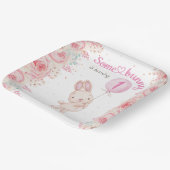 バニーが1人だ!ガールピンク1歳の誕生日 ペーパープレート (傾斜あり)