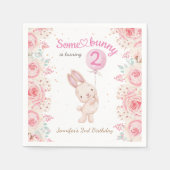 バニーが2人だ!女の子ピンク2nd誕生日 スタンダードカクテルナプキン (正面)