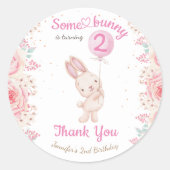 バニーが2人だ！女の子ピンク2nd誕生日 ラウンドシール (正面)