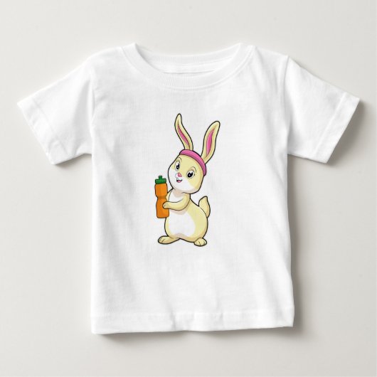 バニーでフィットネスと飲みボトル ベビーTシャツ (正面)