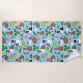 バニーとその処理のシームレスなパターン ビーチタオル (正面)