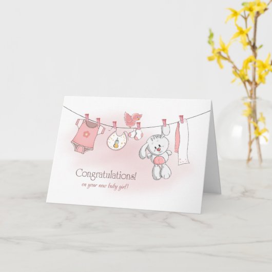 バニーとのおめでとう カード (黄色い花)