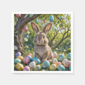 バニーとイースターの卵の木 スタンダードカクテルナプキン (正面)