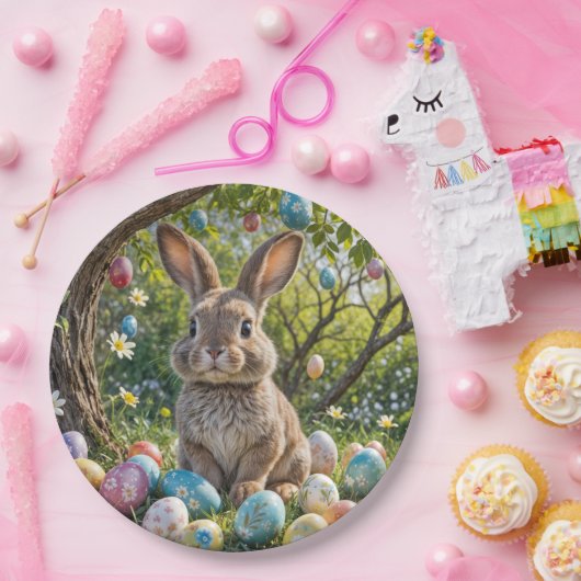 バニーとイースターの卵の木 ペーパープレート (パーティー)