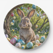 バニーとイースターの卵の木 ペーパープレート (正面)