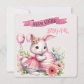 バニーとイースターエッグハッピーイースターベビーガール カード (正面)