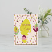 バニーとイースターエッグ。 箔シーズンポストカード (立ち正面)