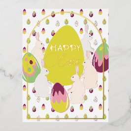 バニーとイースターエッグ。 箔シーズンポストカード