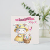 バニーとイースターバスケットハッピーイースターベビーガール カード (スタンド正面)