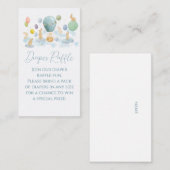 バニーとエアバルーン赤ちゃんシャワーおむつラッフル エンクロージャーカード (正面/裏面)