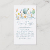 バニーとエアバルーン赤ちゃんシャワーおむつラッフル エンクロージャーカード (正面)