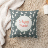 バニーとエッグのフローラグレー クッション (ブランケット)