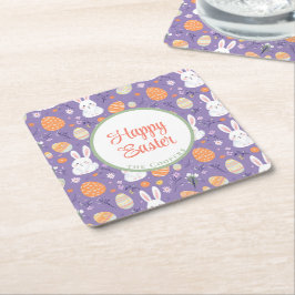 バニーとエッグのフローラ スクエアペーパーコースター