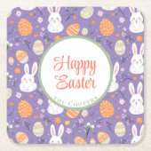 バニーとエッグのフローラ スクエアペーパーコースター (正面)