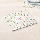 バニーとエッグのフローラ スクエアペーパーコースター (アングル)