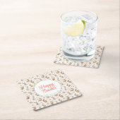 バニーとエッグのフローラ スクエアペーパーコースター (インサイチュ)