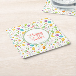 バニーとエッグのフローラ スクエアペーパーコースター