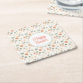 バニーとエッグのフローラ スクエアペーパーコースター (アングル)