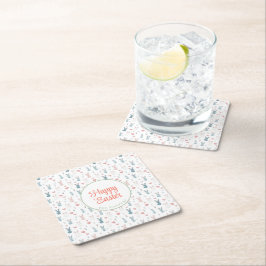 バニーとエッグのフローラ スクエアペーパーコースター